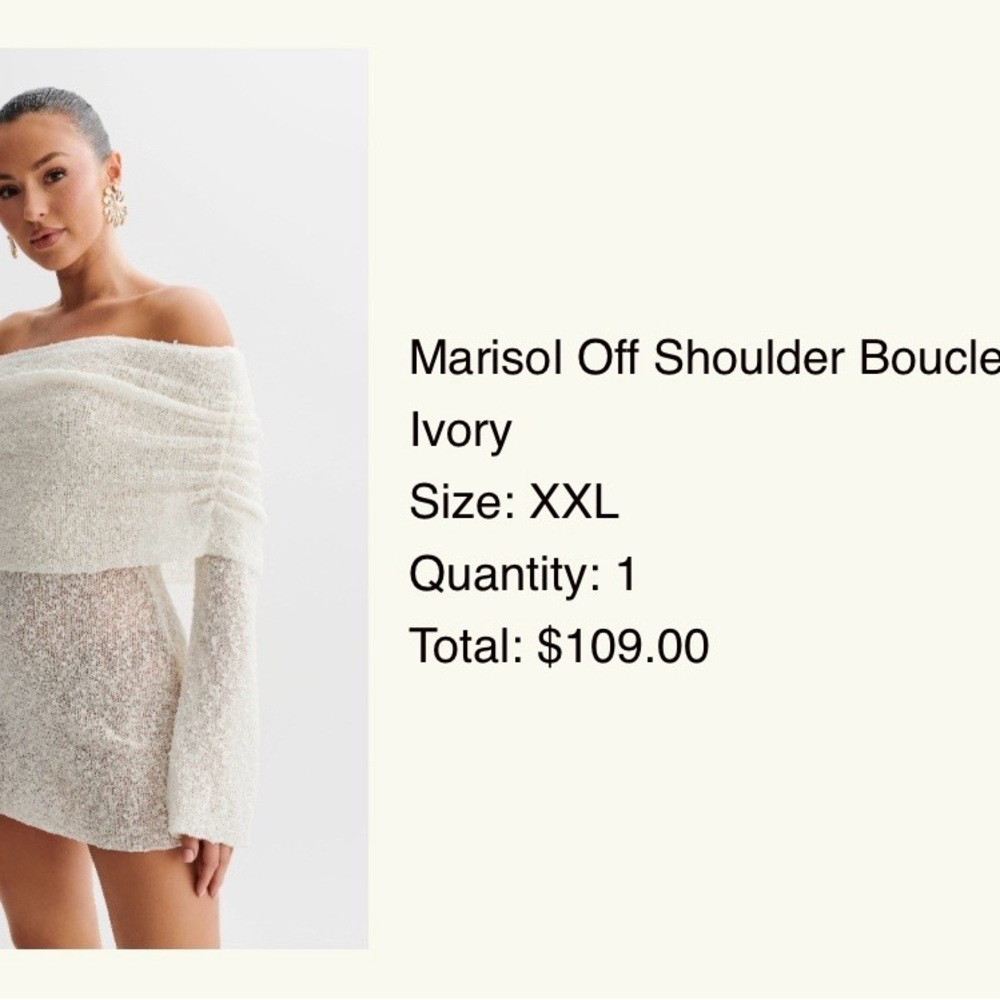 Meshki- Marisol Off Shoulder Boucle Sweater - Ivory